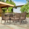 thumbnail image 2 of Outsunny Patio Dining Set, Cushioned Chairs & Glass Top Table, 7PC, Beige, 2 of 10