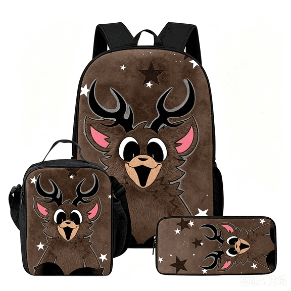 3 PCS 99 Nights In The Forest School Backpack with Lunch Box Case, Lightweight Bookbags Back to School Supplies, Durable Zipper High Capacity Knapsack Travel Daypack for Teens Students #H