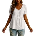 thumbnail image 6 of Linen Shirts for Women Summer Empire Waist Cotton Button Peplum Blouse Casual Plus Size Lightweight Gauze Tunic Tops,White,XL, 6 of 8