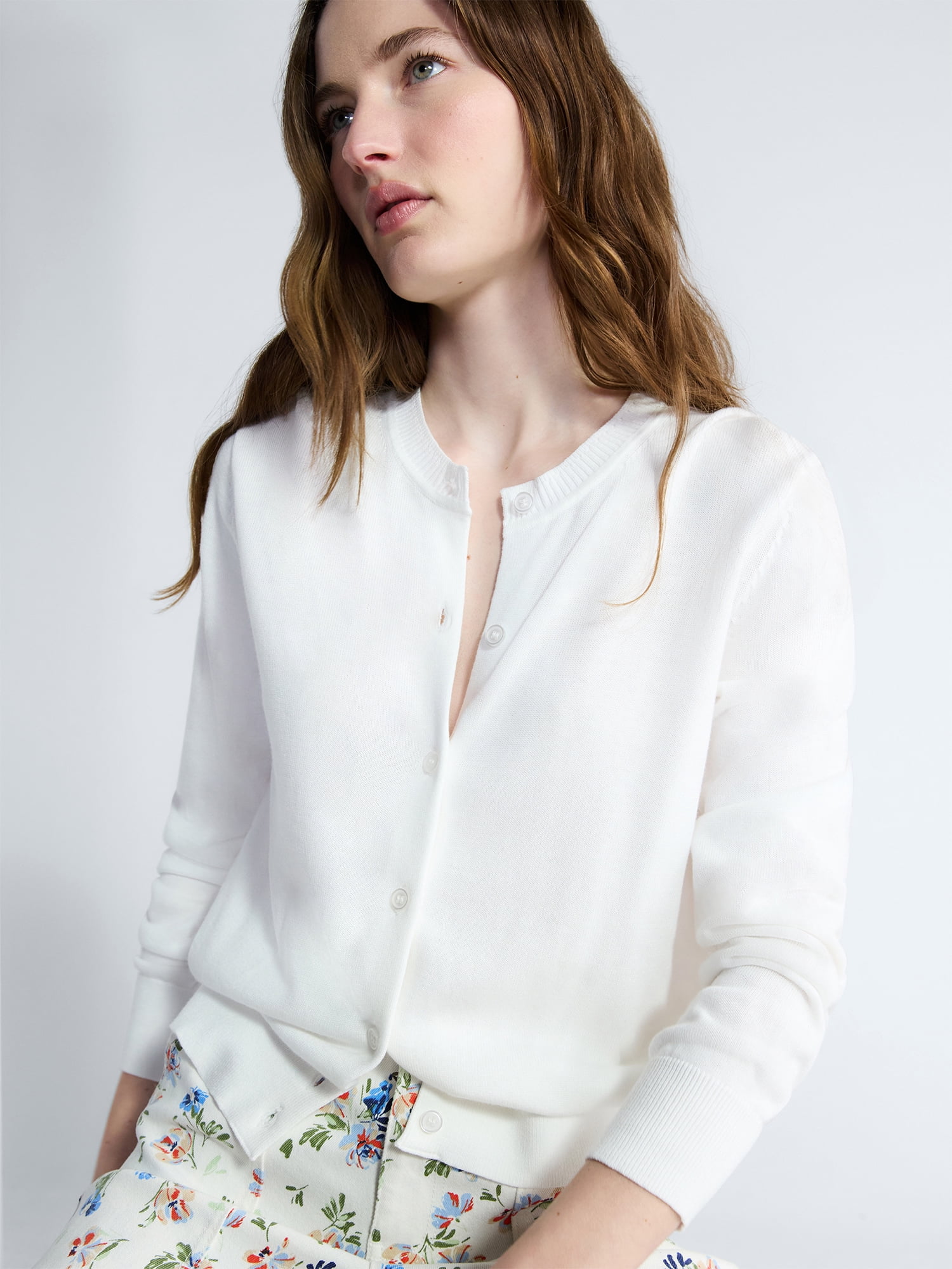 Free Assembly Women's Classic Cardigan Sweater with Long Sleeves, Lightweight, Sizes XS-4X