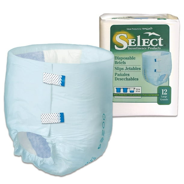 Select HEAVY Absorbency Adult Diaper Brief L Full Fit 2634 12/ Bag