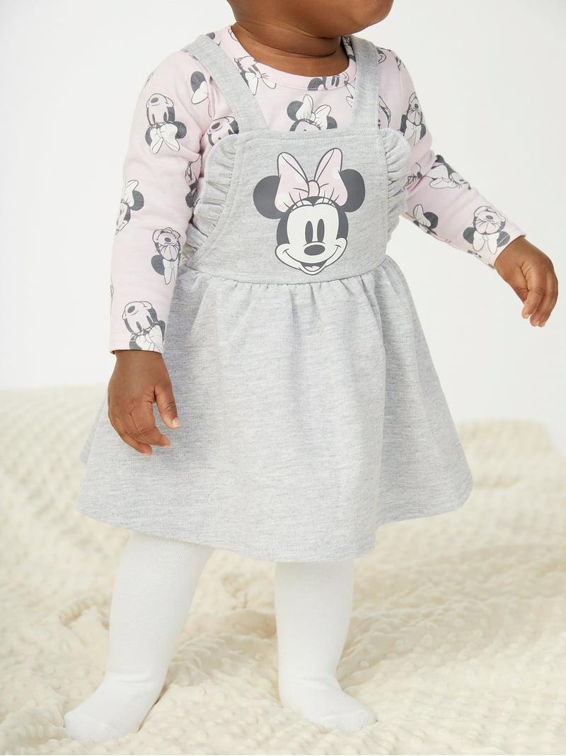 Disney Minnie Mouse Baby Girls Pinafore Dress, Top with Long