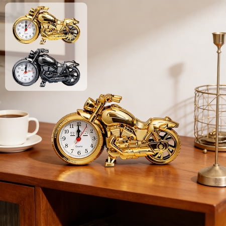 sruoe Alarm Clock, Motorcycle Shape Alarm Clock, Decorative Desk Clock with Battery Backup, Motorbike Ornament for Bedroom, Study Office, Ideal Gift for Motorcycle Lovers