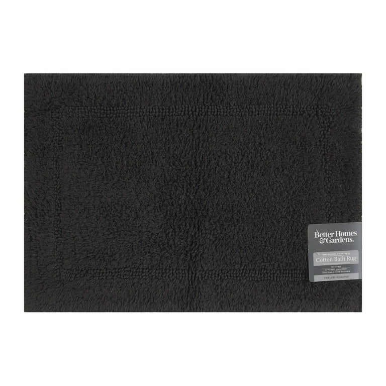 Dark Grey Cotton Reversible Bath Rug, 17x24