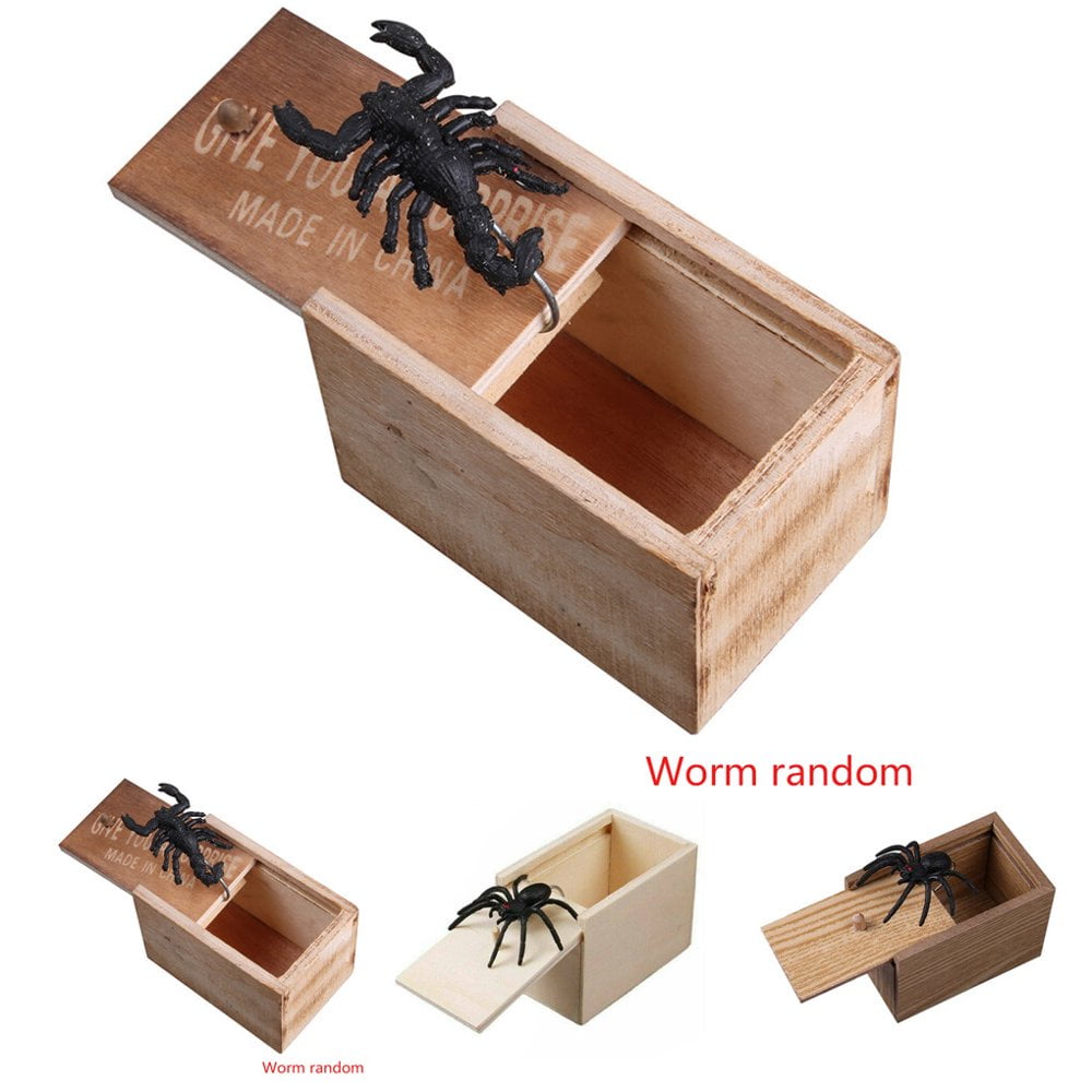 Carreau Faience Araignée Dans Une Boîte - Boîte à Farces En Bois Pour Araignées - Boîte Boite A Farine