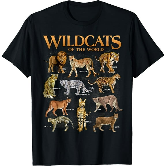 t-shirt Wild Cats Animals of the World Educational Wild Animal Lover T-Shirt mens,black,women,funny,journey,Crew Neck, Short Sleeve,printing