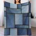 thumbnail image 4 of Patchwork of Denim Fleece Blanket Art Lightweight Cozy Warm Throw Blanket for Couch Sofa Bed for Adults Kids Teens Gift 50"x60", 4 of 6