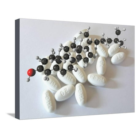 Lipitor -- a Medication Precribed to Treat High Cholesterol with a Molecular Model of Cholesterol Stretched Canvas Print Wall Art By Carol & Mike (Best Way To Treat High Cholesterol)