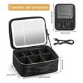 thumbnail image 2 of 14 Pulgadas Cosmetiquera para Maquillaje con Espejo para Maquillaje,Cosmetiquera con Espejo y Luz Led,3 Luces de Colores Ajuste T&aacute;ctil,Bolsa de Maquillaje Lupa de 1 2 3 Aumentos,6 Divisores, 2 of 8
