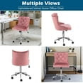 thumbnail image 3 of HYJY Velvet Office Chair - Modern Upholstered Desk Chair with Adjustable Height, Tilting Mechanism, and Rolling Wheels - Pink, 3 of 18
