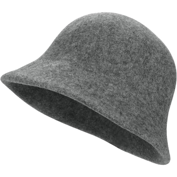 Kukuzhu Women Winter Wool Felt Bucket Hat Vintage Warm Felt Cloche Bowler Hat with Brim