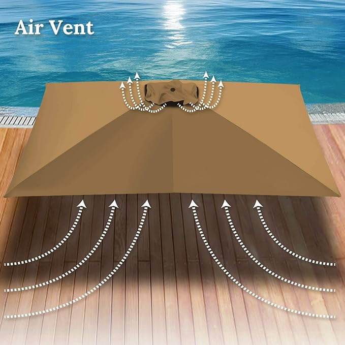SOLAXO 6-Rib 10'x6.5' Patio Umbrella Replacement Canopy for Outdoor