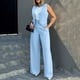 thumbnail image 5 of Traje elegante de color liso para mujer: conjunto de chaleco, camiseta sin mangas y pantalones anchos. Conjunto informal/formal, tejido cómodo. Tallas S-XXL., 5 of 8