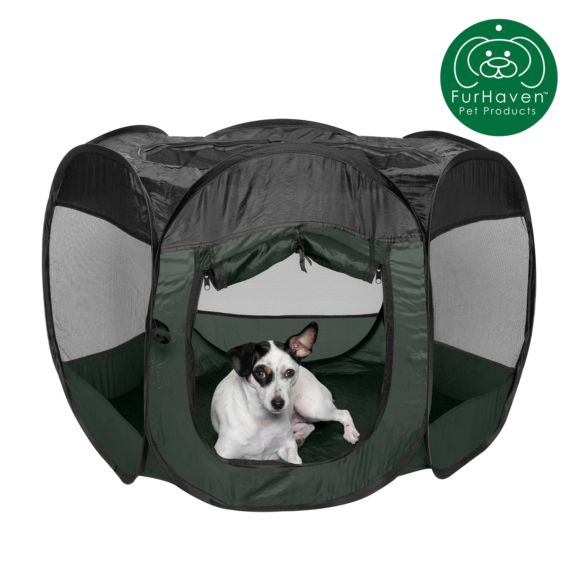 FurHaven Pet Products Mesh Open-Air Pet Playpen - Hunter Green, Medium