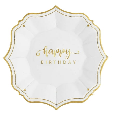 Happy Birthday White Dessert Plates | Unique Porcelain Inspired Plate