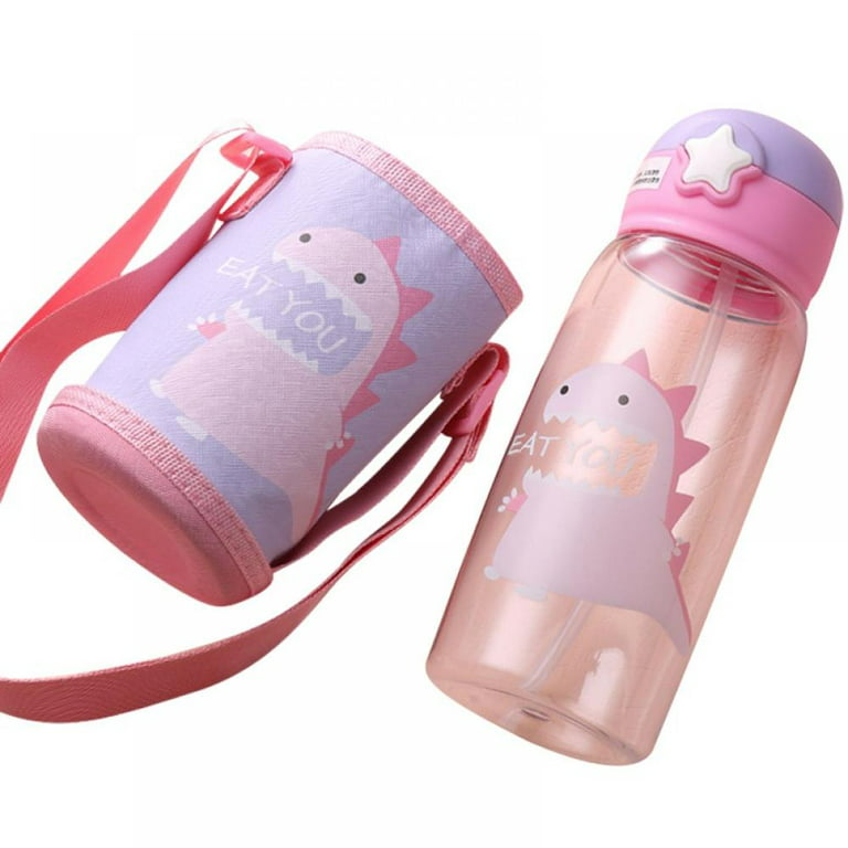 Baby Water Bottle with Straw, Leak Proof One Click Open Soft Sipper Water  jug with Sleeve Strap for Travel School Kids