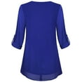 thumbnail image 2 of Frontwalk Women Tunic Blouse Long Sleeve Chiffon Tops Crew Neck T Shirt Ladies Casual T-shirt Solid Color Tee Deep Blue 4XL, 2 of 3