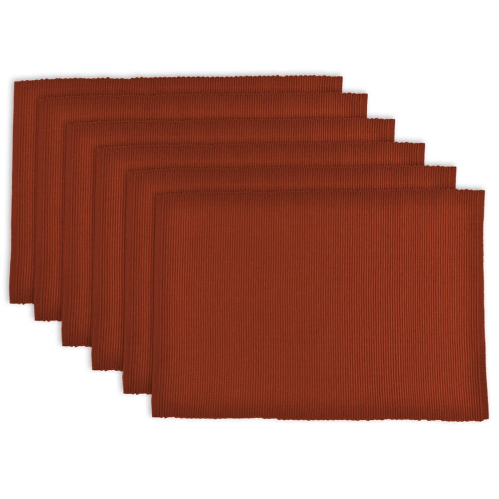 DII Ribbed Kitchen Placemat Set, Set of 6, 19"x13", 100 Cotton