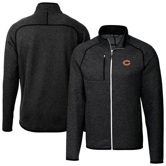 Men's Cutter & Buck Heather Charcoal Chicago Bears Big & Tall Mainsail Sweater-Knit Full-Zip Jacket