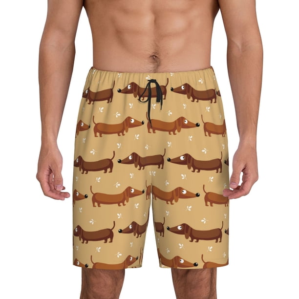 Fotbe Dachshund Dog Puppy Pantalones Cortos de Pijama para Hombre, Ropa de Dormir, Pantalones de Pijama Cortos para Hombre-3X-Large