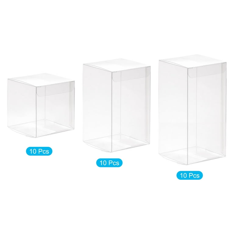 Uxcell Plastic Retail Boxes 6x6x6cm 6x6x10cm 6x6x12cm Protective Film Clear  for Candy 30 in 1, 10 Pack of Each