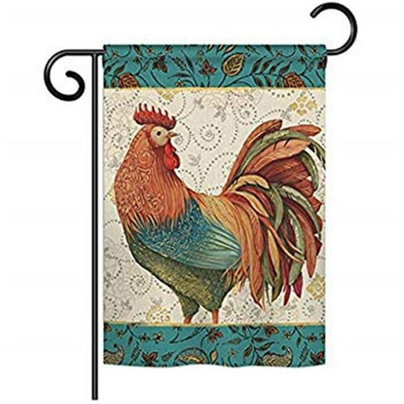 Breeze Decor BD-FA-G-110118-IP-BO-D-US18-WA 13 x 18.5 in. Rooster Spice Nature Farm Animals Impressions Decorative Vertical Double Sided Garden Flag