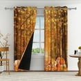 thumbnail image 3 of Aofoto Autumn Harvest Curtains, Thanksgiving Pumpkin Forest Falling Leaves Decor Window Treatments, 2 Panels ,42 x 63 Inch, 3 of 5