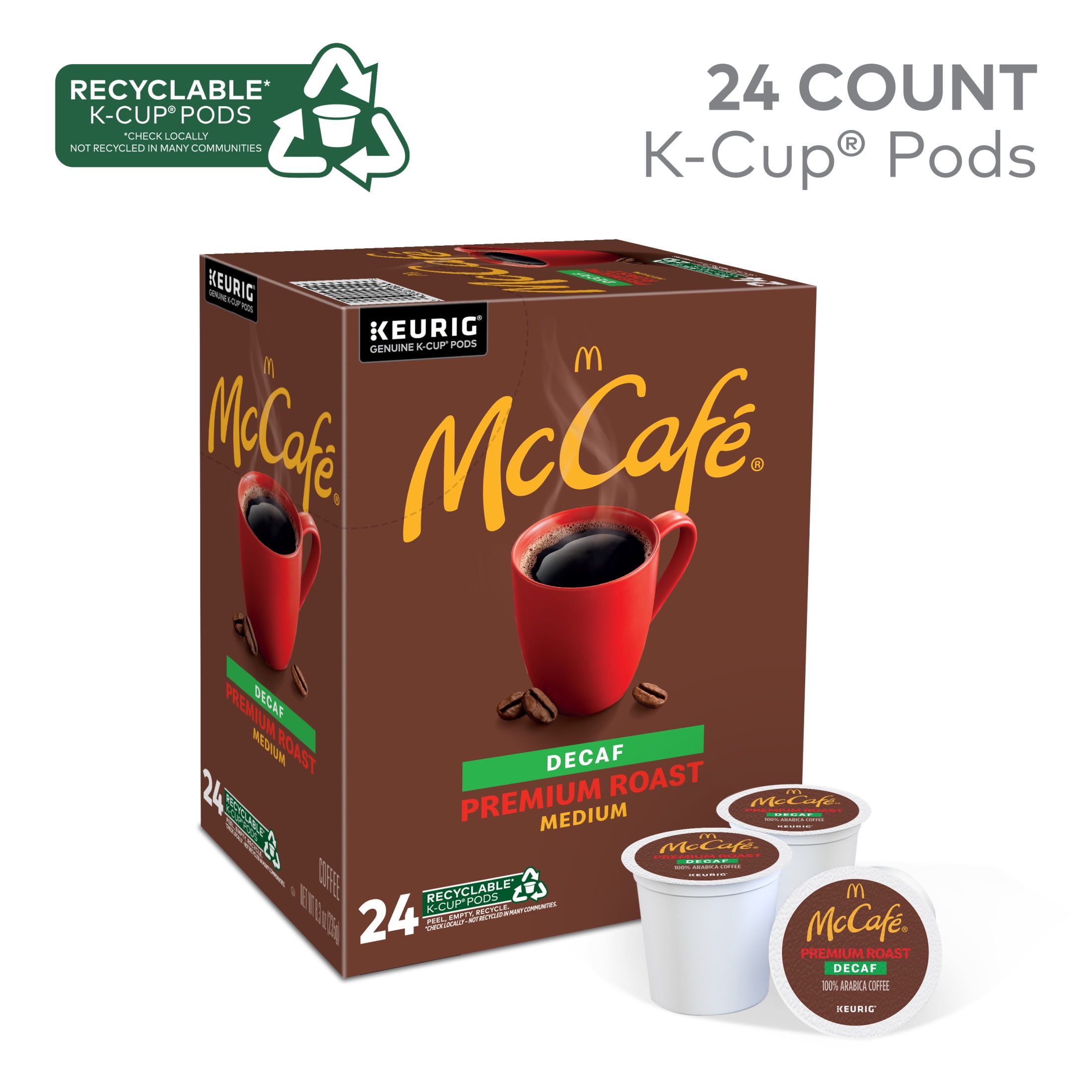 (4 pack) McCafe, Decaf Premium Medium Roast K-Cup Coffee Pods, 24 Count