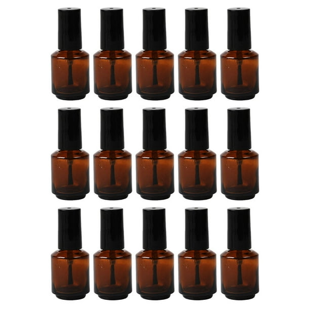 15pcs 15ml vacío DIY Botellas de esmalte de uñas Frascos de vidrio cilíndricos con tapa de cepillo