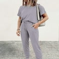 thumbnail image 3 of PENGXIANG Women’s Two Piece Outfit Short Sleeve Pullover With Drawstring Long Pants Tracksuit Jogger Set, 3 of 6