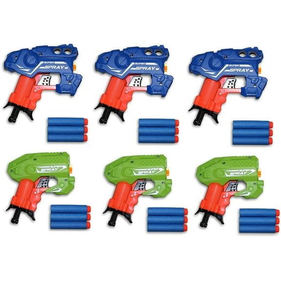 Big Bag of Dart Shooters! 6 Mini Foam Dart Blasters Birthday Party Favors (6 Pack)