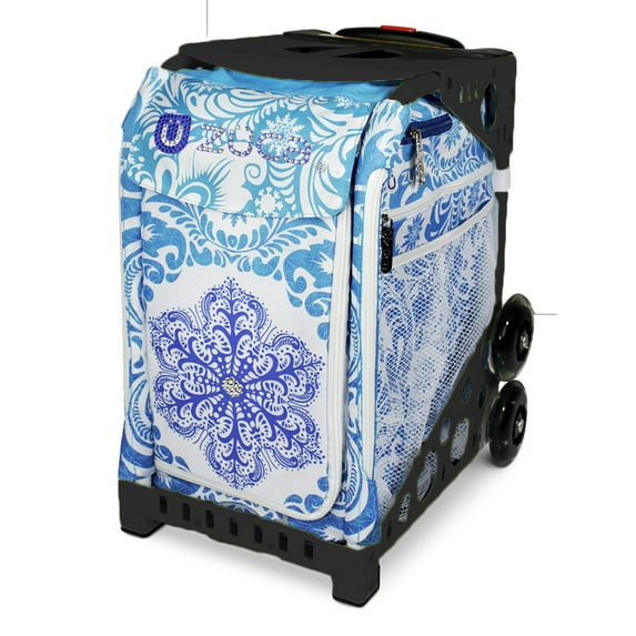 Zuca 18" Sport Bag - Ice Garden with 2 Small Utility Pouch (Non-Flashing Wheels, Black Frame)