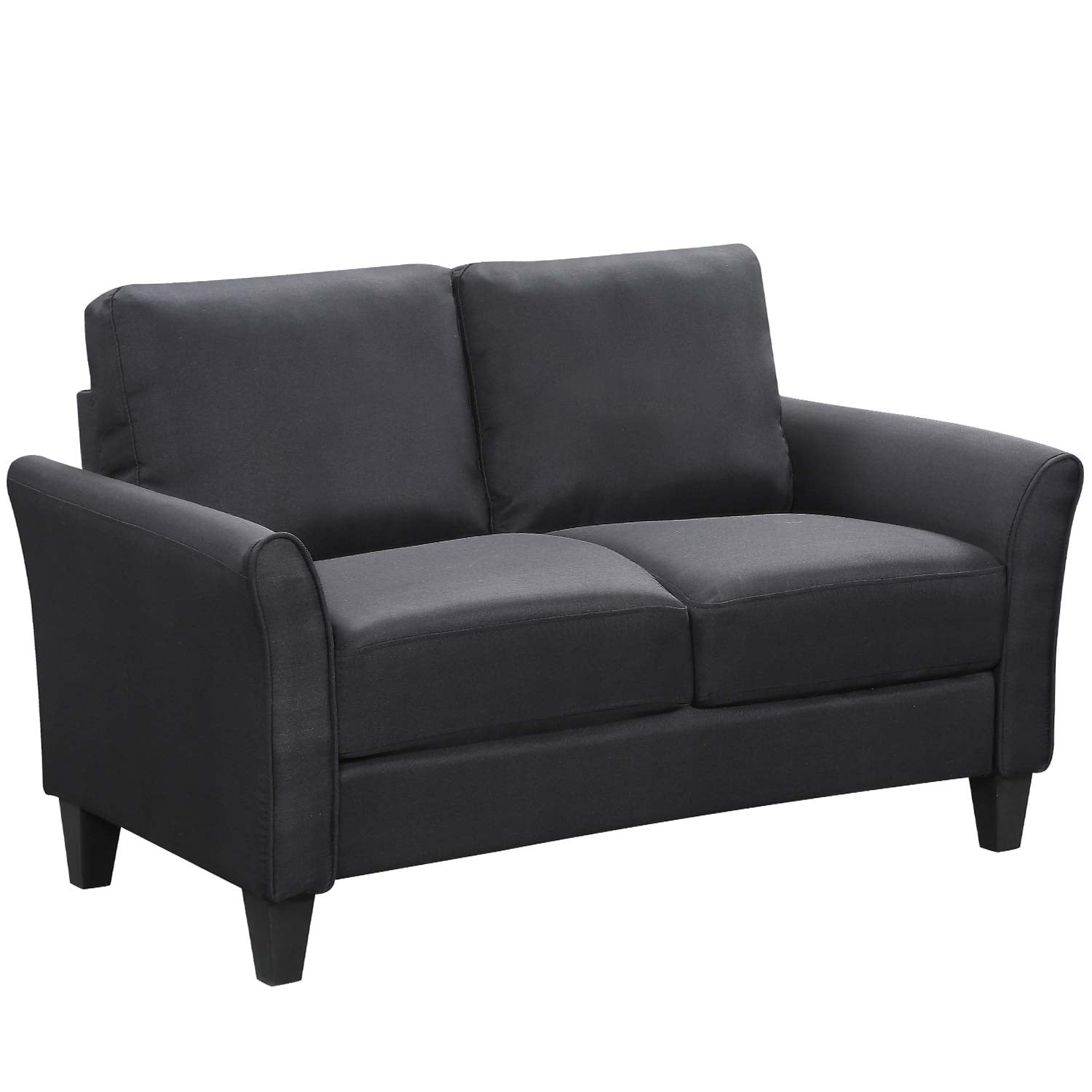 Kepooman Mid-Century Modern Curved Arm Loveseat Sofa & 3-seat Sofa for Living Room, 72.4”W x 29”D x 33”H, Black Kepooman Mid-Century Modern Curved Arm Loveseat Sofa & 3-seat Sofa for Living Room, 72.4”W x 29”D x 33”H, Black