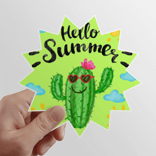 Autocollant Vinyle Soleil Cactus d'Été Bonjour pour Bagages Graffiti Fleur Décalcomanie