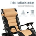 thumbnail image 4 of Best Choice Products Oversized Padded Zero Gravity Chair, Folding Outdoor Patio Recliner w/ Side Tray - Tan, 4 of 7