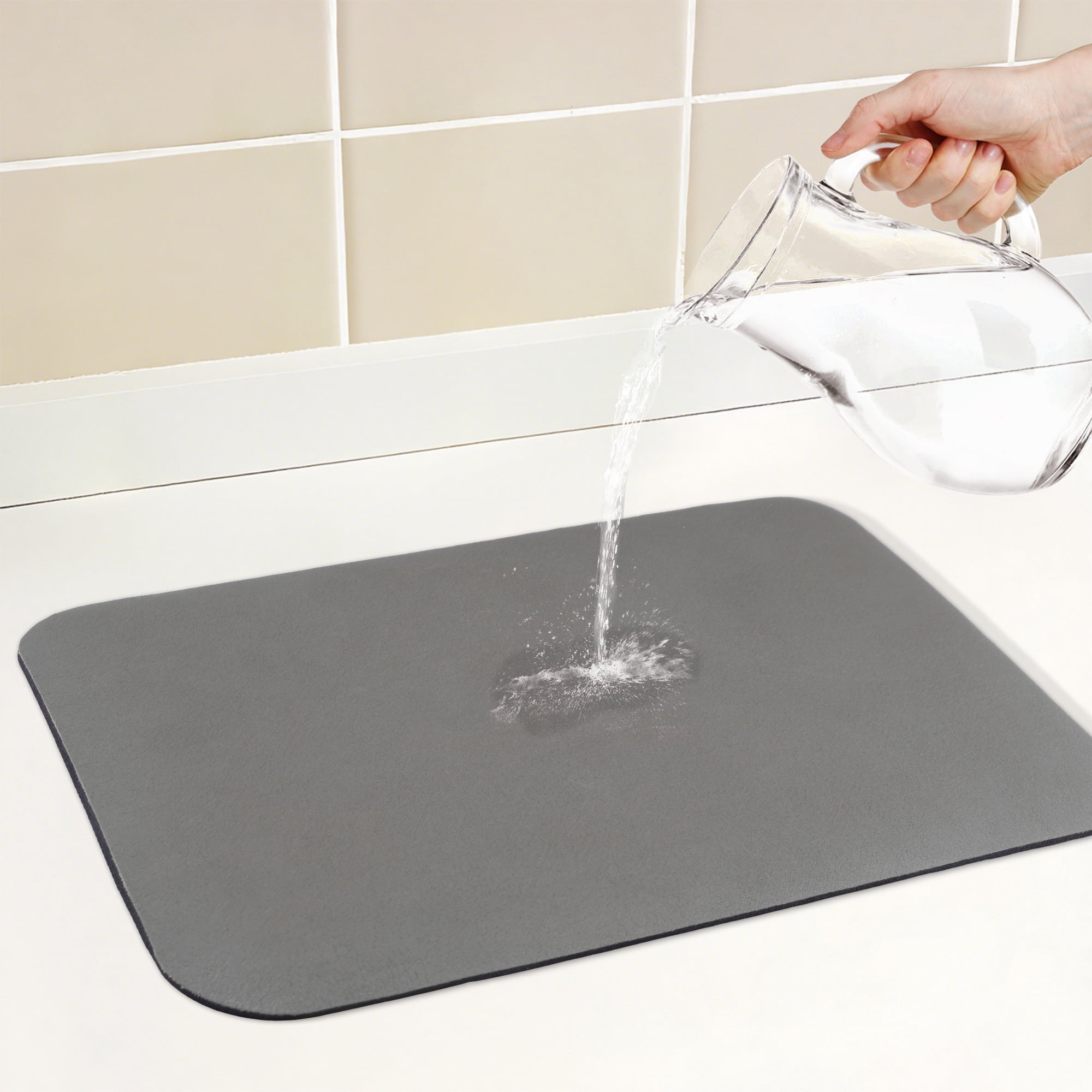 Unique Bargains Large Quick Dry Coffee Bar Mats for Countertop Dark Gray 15.7*11.8 inch
