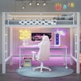 thumbnail image 2 of Miniyam Twin Metal Loft Bed with Guardrails , Dual Ladders, Space-Saving Design for Dorm Rooms , White, 2 of 7