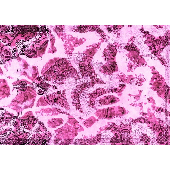 Ahgly Company Indoor Rectangle Abstract Pink Modern Area Rugs, 2' x 4'