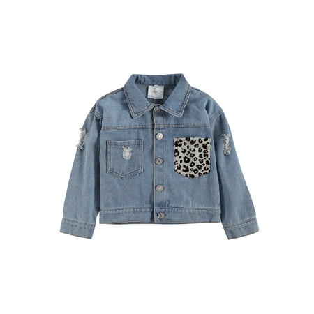 

Kids Girls Denim Coats Lapel Jean Jacket Ripped Hole Long Sleeve Button Coats Tops Outwear Children s Clothing