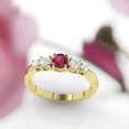 thumbnail image 2 of HeartsAndYou 2ct Round Cut Natural Garnet Ring 14k SOLID Yellow Gold Five Stone Moissanite, 2 of 9