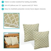 Sunnydaze 16 x 16 Tan and White Lattice Polyester Square Outdoor Throw Pillows, 2 Count