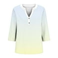 thumbnail image 6 of Crunowin Plus-Size Tops for Women, Gradient V-Neck 3/4-Sleeve Button Tee Loose Casual & Comfy T-shirts Sky Blue XL, 6 of 6
