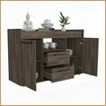 thumbnail image 3 of Dark Walnut Coffee Table with Two Drawers & Double Doors - 49.5'' Top, Space-Saving Storage for Living Room, 3 of 7