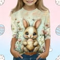 thumbnail image 1 of Blusas y camisas de manga larga con cuello redondo para niños con estampado de día de Pascua, manga 3/4/cuello redondo tres cuartos, camisa inferior y superior para niños, parte superior de poliéster, 1 of 5