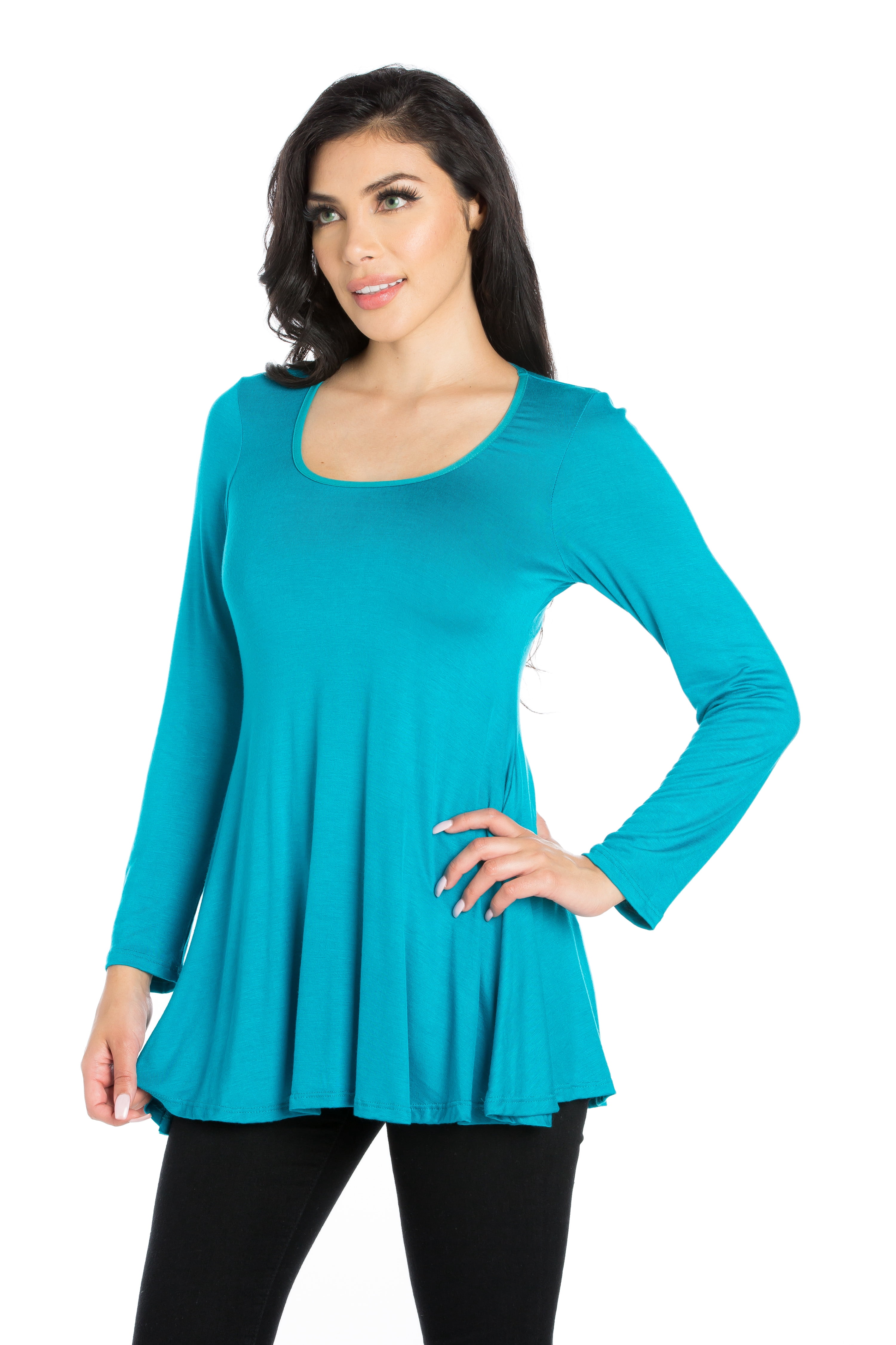 Women's Long Sleeve Scoop Neck Tunic Top