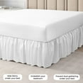 thumbnail image 2 of CCNY Dust Ruffled Style Bed Skirt Olympic Queen size Adjustable Elastic 9" Drop Length Microfiber Made White Bedskirts, 2 of 6