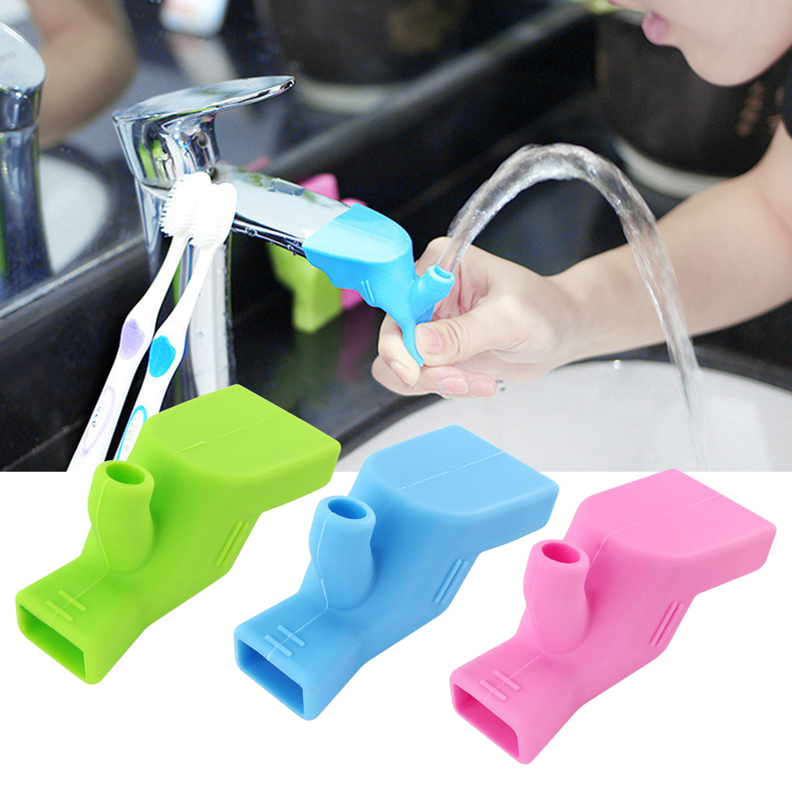 3Pcs Silicone Faucet Water Tap Extender Spout Hand Washing Water Faucet Sink  Extender for Kids Baby Children Toddler By ZIAERKOR 
