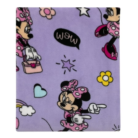 Disney Minnie Mouse I Am Awesome Plush Toddler Blanket Lavender Pink Preschool Girl