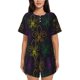 thumbnail image 1 of Fotbe Mardi Gras Carnival Conjunto de Pijama Estampado para Mujer, 2 Piezas, Ropa de Dormir con Camiseta de Manga Corta y Shorts Suaves-Small, 1 of 6