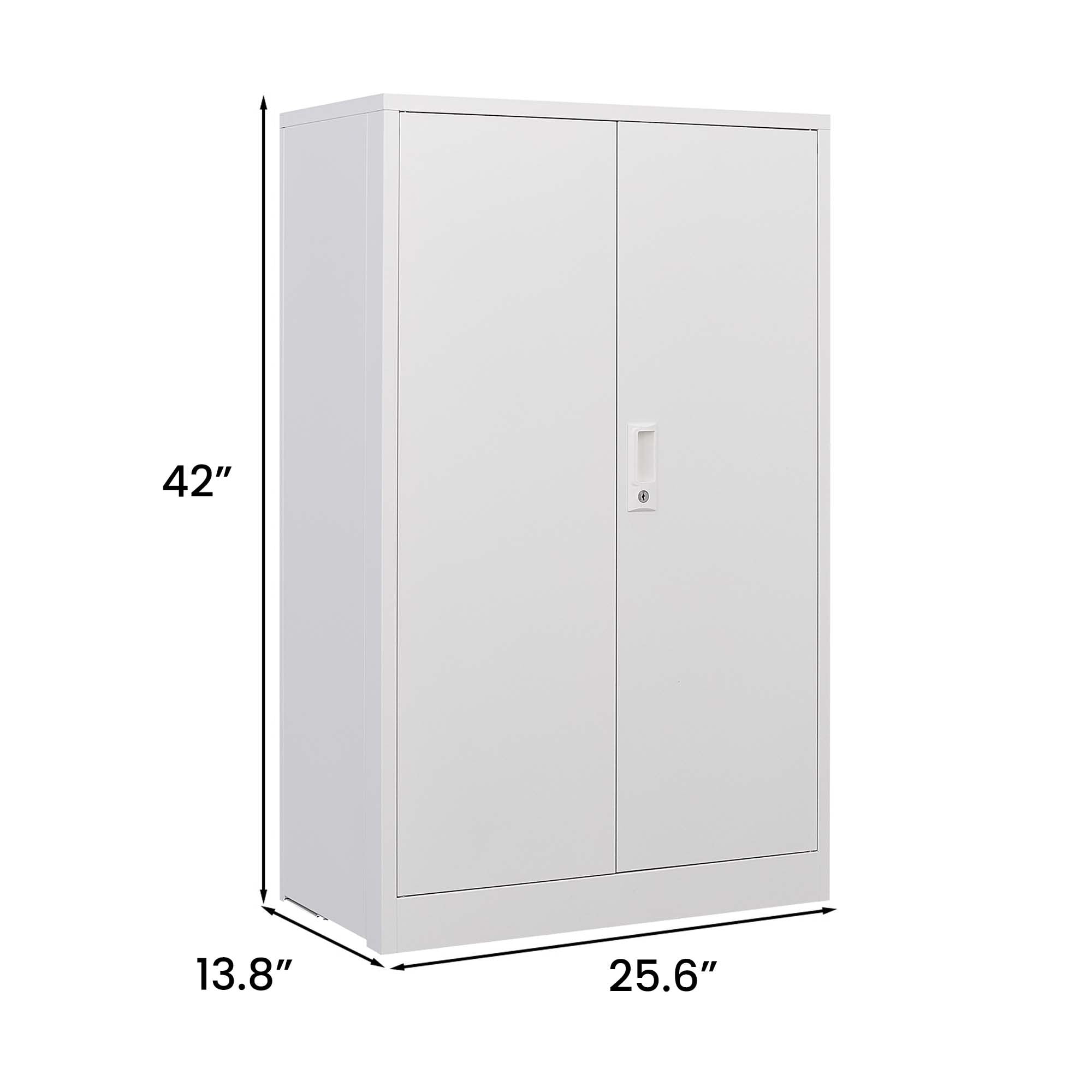 Aukfa 42" Tall Metal Garage Storage Cabinet,Utility Cabinets with Locking Doors and Adjustable Shelves, White